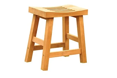 16" TEAK SHOWER BENCH CURVED SEAT STOOL SPA BATH GARDEN PATIO INDOOR OUTDOOR - Image 1 of 4