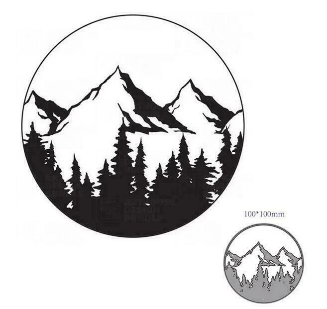 Berg Baum Embossing Stencil Cutting Dies Scrapbooking Stanzschablone Stanzformen - Bild 1 von 1