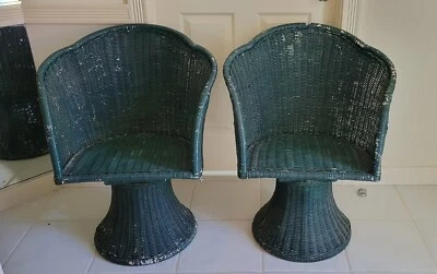 两个 WICKER 旋转爱国者椅子 - 复古 - 345 美元对 — 第 1/4 张图片