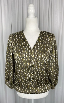 Haver Blair 伦敦 XS 码灰褐色白金套衫 V 领 3/4 袖衬衫 — 第 1/4 张图片