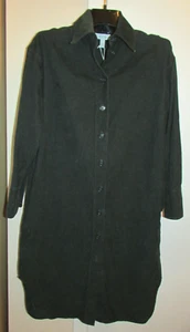 Womens COS Dark Green Cotton Corduroy Button Down Long Sleeve Dress Size 2 - Picture 1 of 7