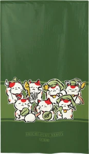 Noren Tapestry door curtain Lucky Cat Maneki neko Shichi-Fuku neko Japan Green - Picture 1 of 3