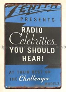 cool wall prints 1930s ZENITH Challenger RADIOS Celebrity Endorsements tin sign