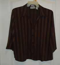 Joanna stretch brown metalic stripe multicolor 3/4 sleeve blouse Size XL