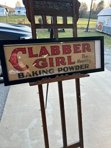 Vintage Clabber Girl Framed Country Store Sign 38" x 14" - Picture 1 of 8