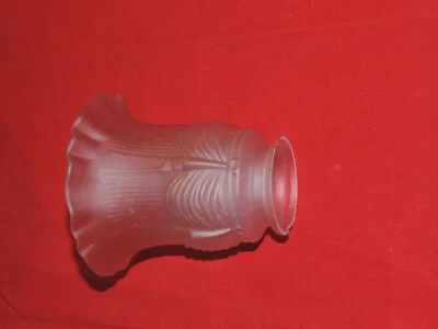 ANCIENNE TULIPE DE SUSPENSION  VERRE MOULE GIVRE adaptable griffe standard - Photo 1/4