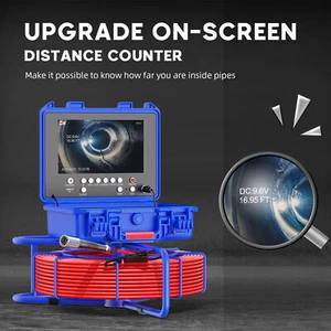 Sewer Camera 164ft Pipe Inspection Camera 512hz Self-leveling w/ Meter Counter - Picture 1 of 21