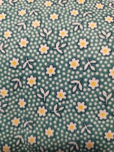 Vintage Sewing Fabric Marcus Bro Calico Jadite Green White Daisy 1ydx45" Cotton - Picture 1 of 4