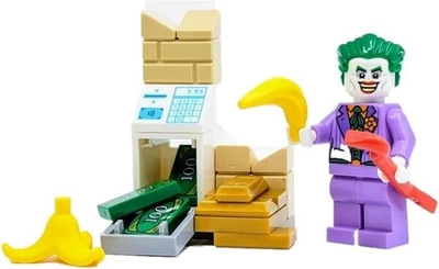 LEGO DC Superheroes: Joker Minifigure with Pink Suit and Crowbar and ATM - Image 1 of 2
