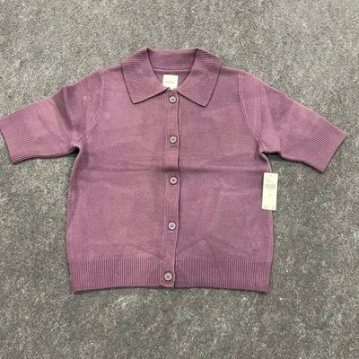 Suéter cárdigan recortado con cuello MAEVE The Kinsley para mujer talla S ciruela Foto 1 de 4