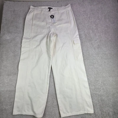 EILEEN FISHER Undyed Utility Cotton Wide Leg Cargo Pants Cream Size Medium NWT - Image 1 of 4