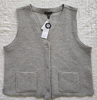 EILEEN FISHER Lightweight Boiled Wool Vest F4BWC-V1319 Dove Gray Size M  NWT - Image 1 of 4