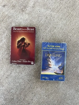 Vintage Disney Cassette Tape Singles The Lion King Beauty And The Beast Elton  - Image 1 of 4