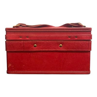 Vtg Hartmann Luggage Makeup Train Case "I.S.O." Burgundy Faux Leather Red No Key - Image 1 of 4