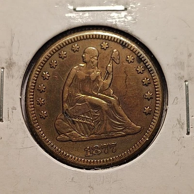 1877-CC ~ Seated Liberty 25c ~ EF DETAIL Nice toning - Image 1 of 2