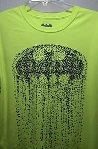 DC Batman Neon Yellow Dripping Logo DC Comics Athletic T Shirt Mens Size M - Picture 1 of 7