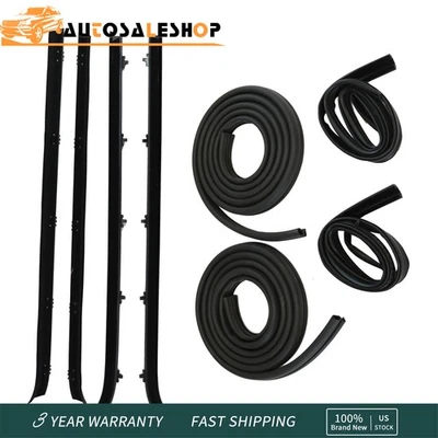 Front Door Window Sweep Felts Weatherstrip Seals Kit NEW for Chevy GMC Truck Foto 1 de 4