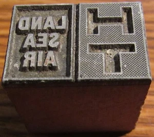 Vintage H T Land Sea Air Wooden Printing Block - Picture 1 of 2