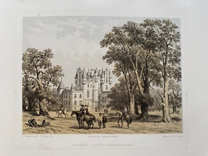 1847 Antique Print; Glamis Castle, Angus, Scotland after Picken & Cattermole - Picture 1 of 3
