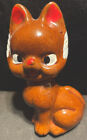 Vintage Redware Cat Pottery Figurine Ceramic Brown, Red, White, Marked Japan