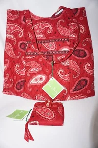 Vera Bradley Curvy Tote Purse Bag in MESA RED NWT & Mini Zip Wallet NWT Retired - Picture 1 of 9