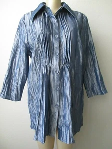 NOELE METALLIC BLUE SHINY 3/4 SLEEVE TOP BLOUSE SIZE 12/14 - NWT - Picture 1 of 5