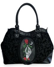 Lost Queen Ishtar Skeleton Hand Rose Moon Occult Goth Handbag Purse BG34288BLK