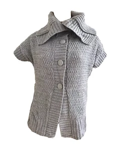 NEW LOOK MATERNITY GREY KNIT SHORT SLEEVE CARDIGAN MEDIUM UK 12 EU 40 US 8 BNWT - Picture 1 of 7