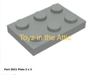 Lego 4x 3021 Light Gray Plate 2 x 3 6848