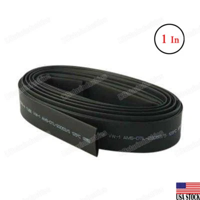 DBSTAR Black Heat Shrink Tubing 1'' Diameter x 4 Ft 2:1 Ratio Sleeve Wire Wrap (25mm)