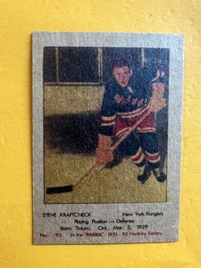 1951-1952 Parkhurst Parkie Hockey Reprint #92 Steve Kraftcheck
