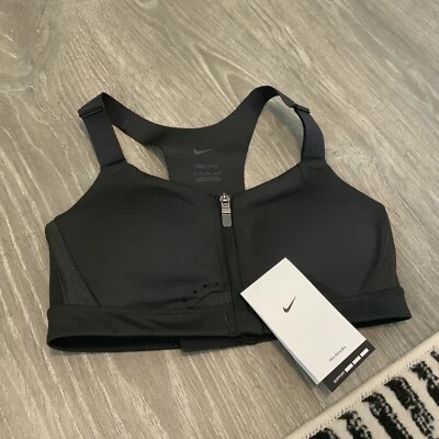Nike Women’s Black Dri-Fit Alpha Front Zip Sports Bra Size: Small  (A-C) NWT - Image 1 of 3
