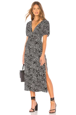 Free People Revolve Looking for Love Midi Dress Size 2 Black/White Animal Print - Image 1 of 4