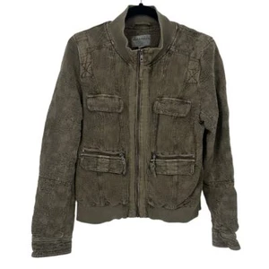 Anthropologie Marrakech Colby bomber jacket size large linen blend brown - Picture 1 of 9