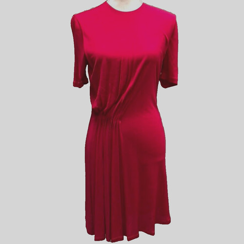 Abito Givenchy A Line donna 8 40 piccolo rosa manica corta increspato foderato zip