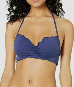 $94 Hobie Women's Blue Swimwear Underwire Solid Halter Push-Up Swim Top Size L - Picture 1 of 2