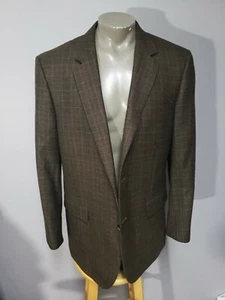 Jos A Bank Mens Brown Plaid Wool Blazer Sport Coat Big & Tall 44L - Picture 1 of 2