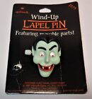VTG 1987 HALLMARK HALLOWEEN WIND UP LAPEL PIN DRACULA VAMPIRE ORIGINAL CARD NOS