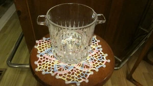 Old Clear Cut Glass Sugar/Cookie/Ice block Bowl with Twin Handles with doily - Picture 1 of 12