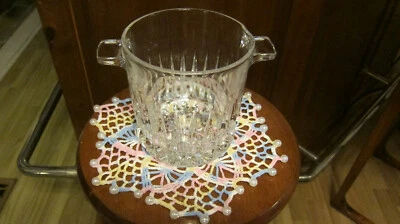 Old Clear Cut Glass Sugar/Cookie/Ice block Bowl with Twin Handles with doily - Image 1 of 4