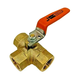 Pack of 5 pieces KITZ 1/2" Female NPT 3 Way Brass Ball Valve L-Port 400 WOG - Picture 1 of 4