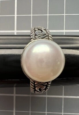 Nuevo con etiquetas Anillo Samuel B Plata de Ley 925 Perla Mabe Natural Diseñador Artesano Talla 7 Foto 1 de 4
