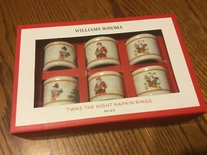Williams Sonoma Twas The Night Before Christmas Napkin Rings Set of 6 *NEW* - Picture 1 of 1