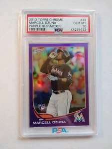 2013 Topps Chrome Marcell Ozuna RC Purple Refractor PSA 10 - Picture 1 of 2