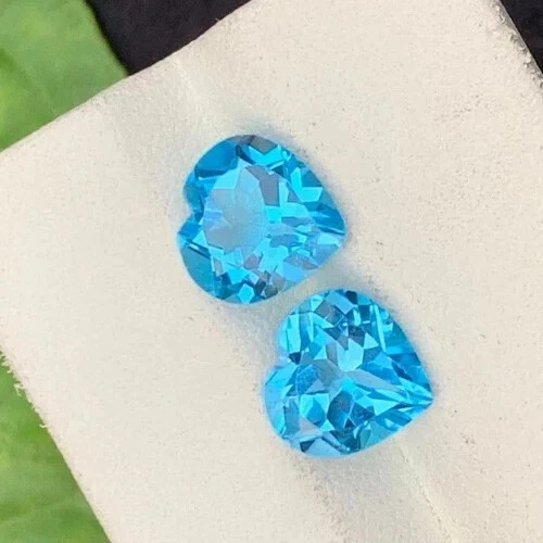 Piedra preciosa corazón suelto turmalina azul paraiba natural de 9,20 quilates con certificación AAA + 2 piezas Foto 1 de 4