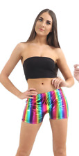 Unisex Shiny Metallic Shorts Wet Look Shiny Stretchable Rainbow LGBTQA Hot Pants