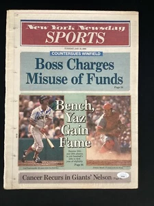 Carl Yastrzemski Firmato Giornale NY HOF Baseball Red Sox Autografo JSA - Foto 1 di 4