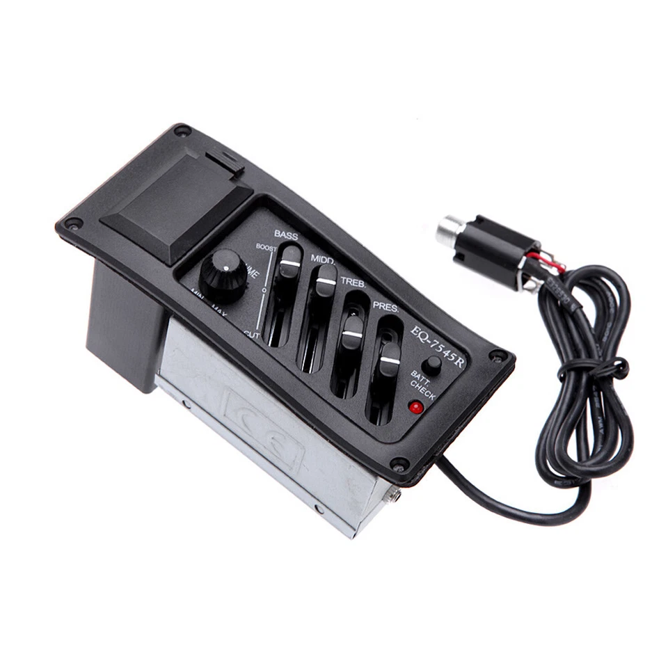 4-band EQ Equalizer Piezo Pickup Amp Acoustic Guitar Preamp Amplifier Tuner T1o0