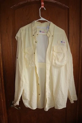 Camisa de pesca All American Fishing ventilada amarilla manga larga para hombre talla XL Foto 1 de 4