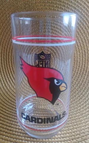Vintage Arizona Cardinals 1980s 16oz Drinking Glass Mobil NFL Libbey Mug Cover